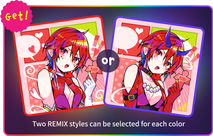Two REMIX styles can be selected for each color